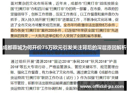 成都蓉城为何开价75万欧元引发关注背后的深层原因解析