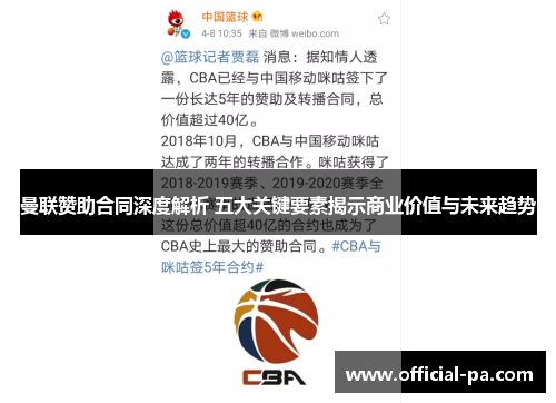 曼联赞助合同深度解析 五大关键要素揭示商业价值与未来趋势